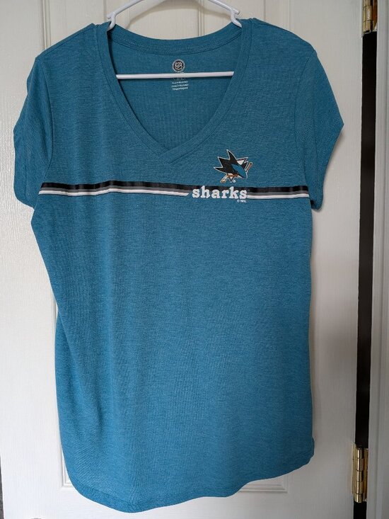 Fanatics Tops - Fanatics Brand Teal San Jose Sharks V-Neck T-Shirt | Size Large (12/14)